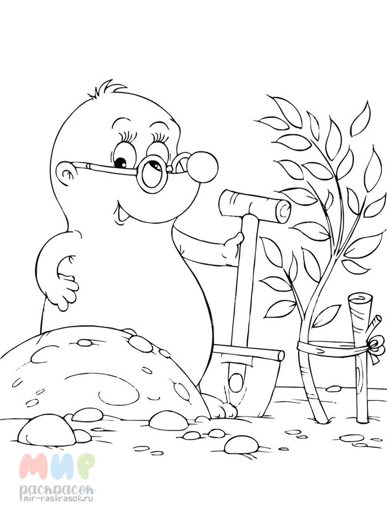 Раскраски для малышей Крот