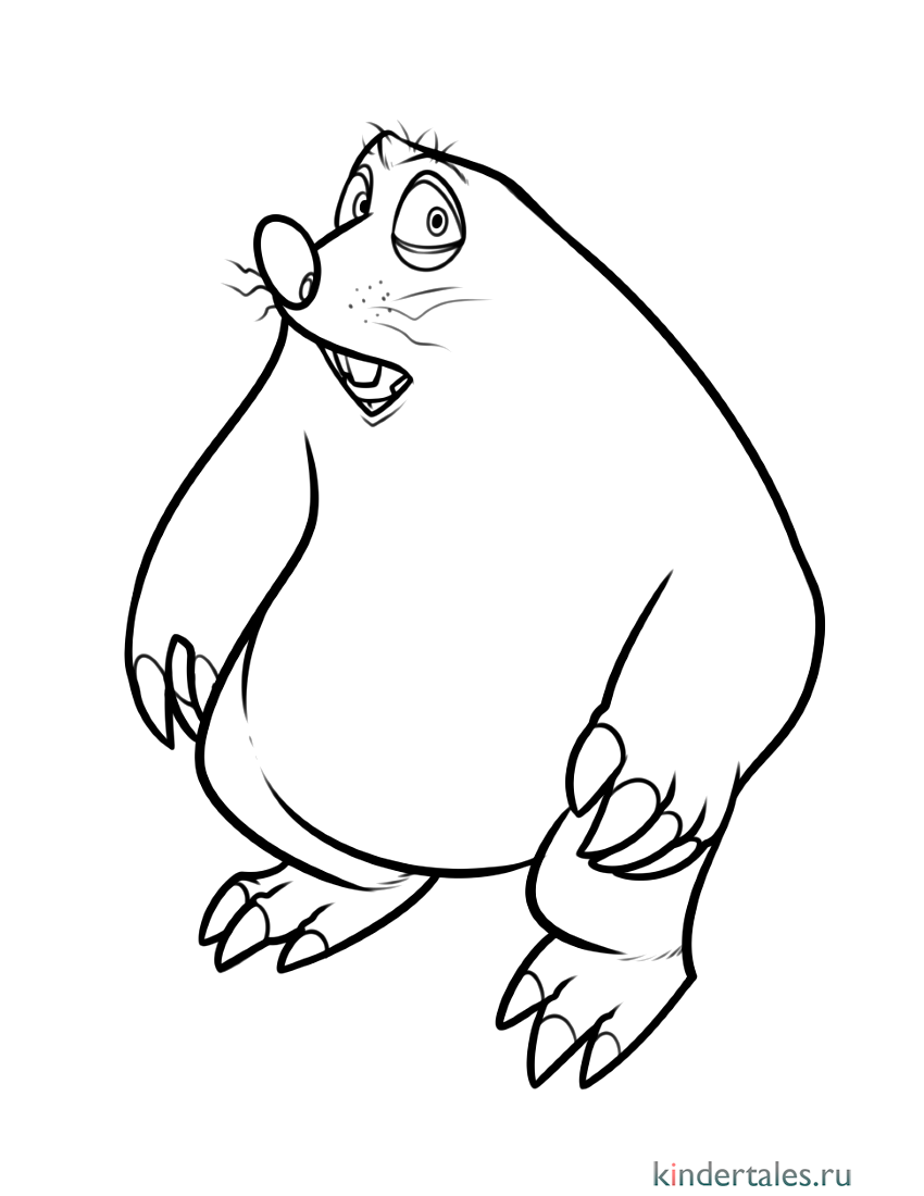 Крот картинка для детей раскраска