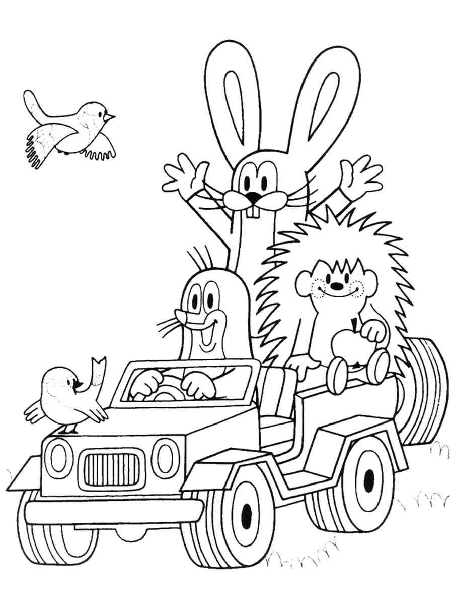 Крот раскраска для детей