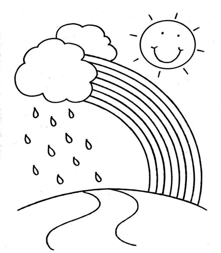 Солнышко и Радуга раскраска