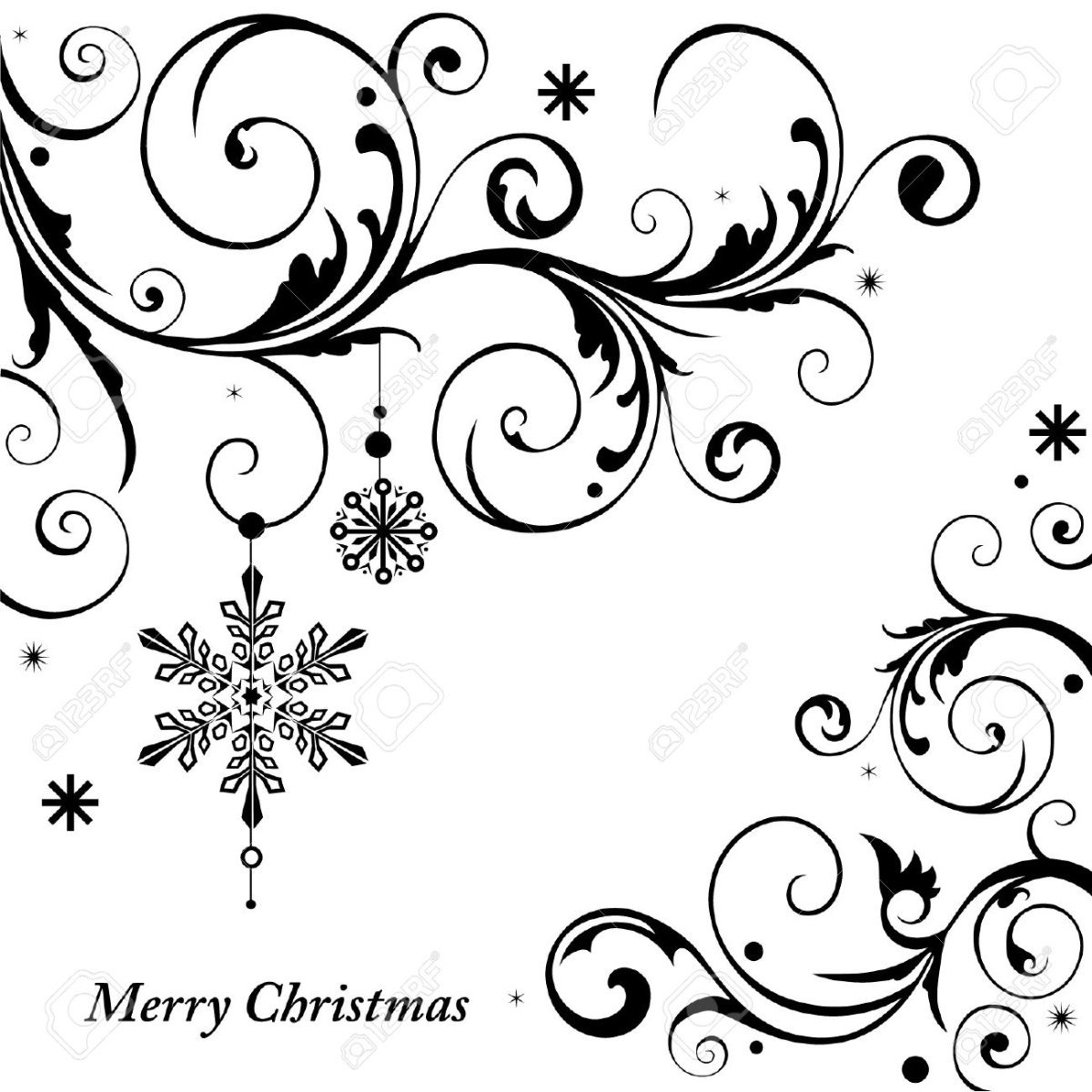 Новогодний орнамент черно белый