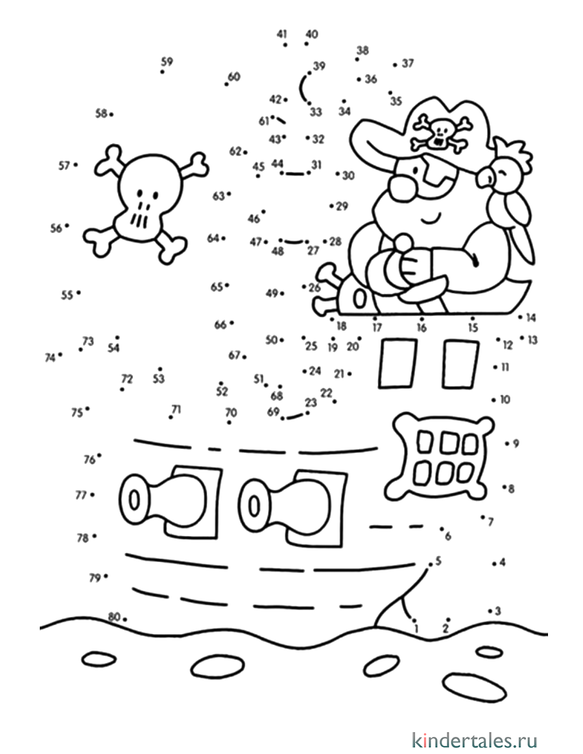 Раскраска по цифрам кораблик