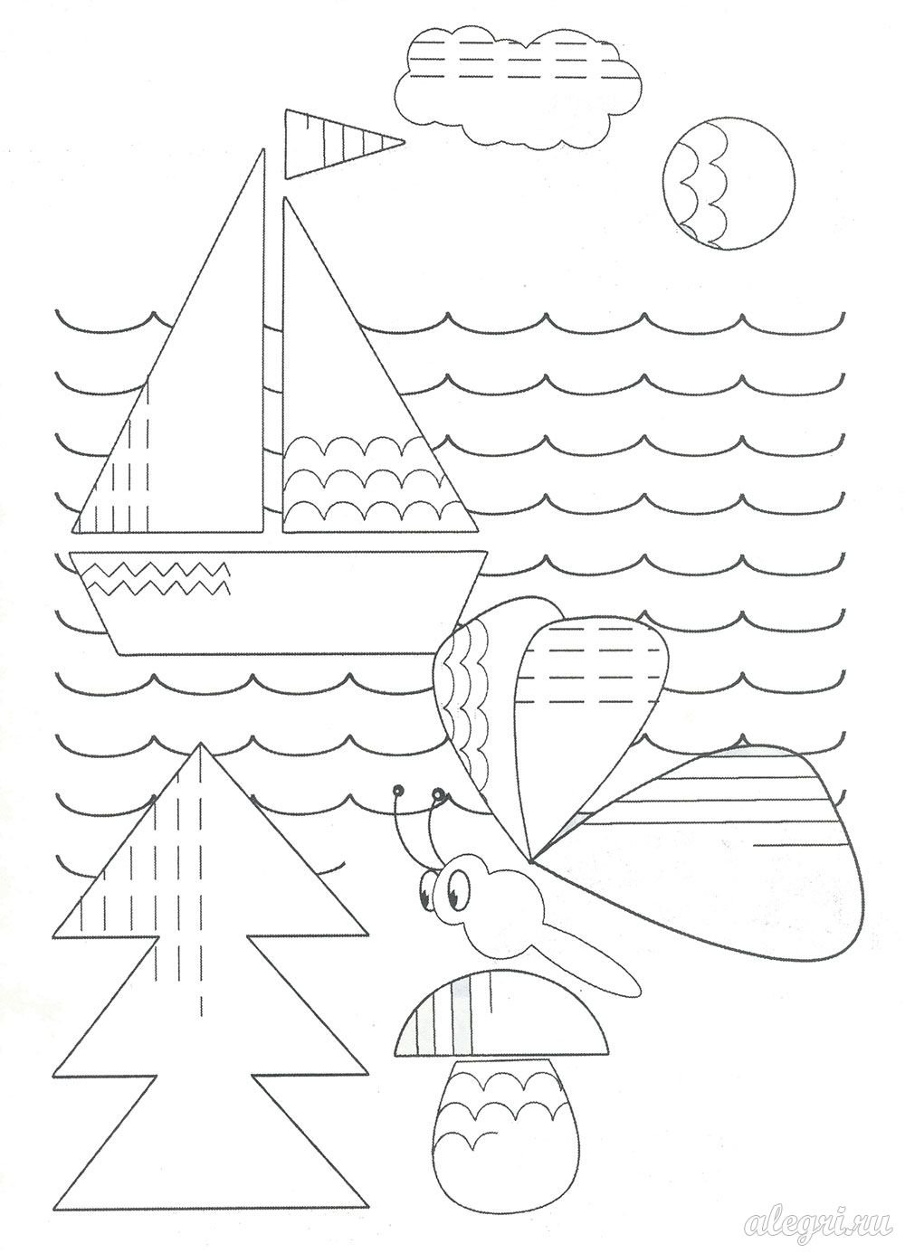 Рисование по цифрам кораблик