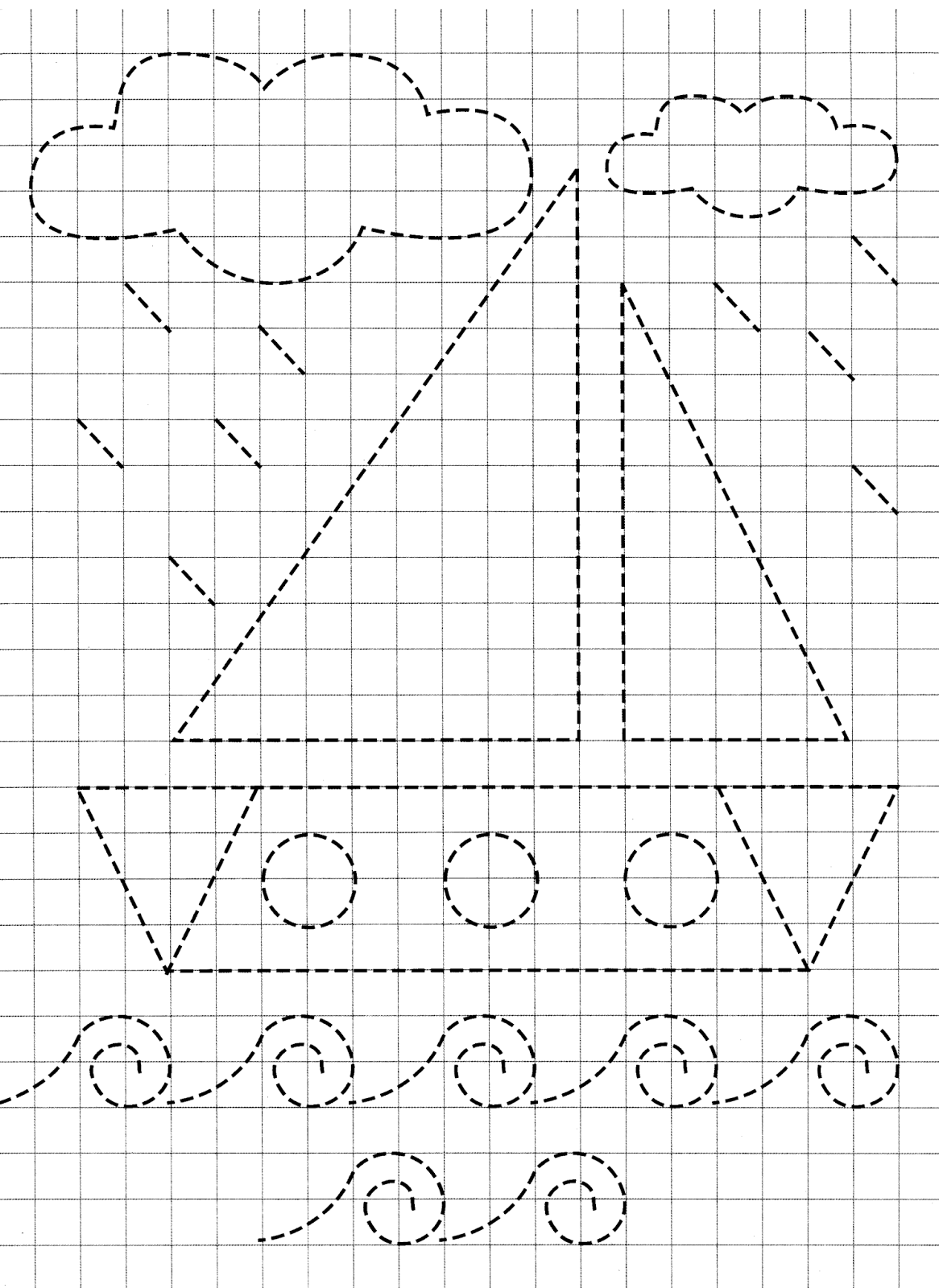Ракета по точкам для дошкольников