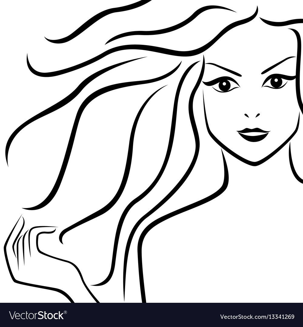 Раскраска девушка с кудрявыми волосами