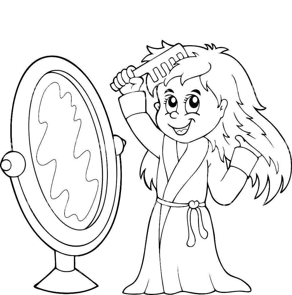 Девушка расчесывает волосы рисунок карандашом