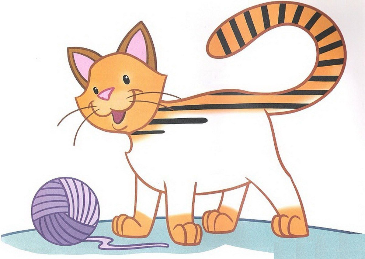 Раскраска котик с мячиком