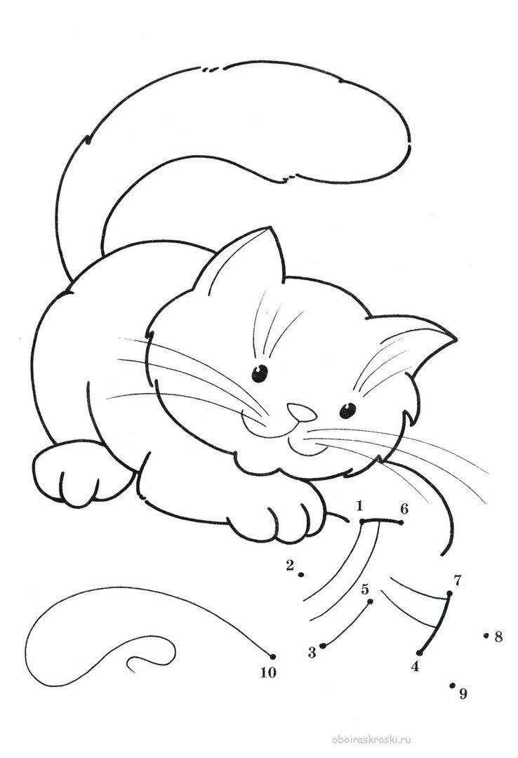 Раскраска котик с мячиком
