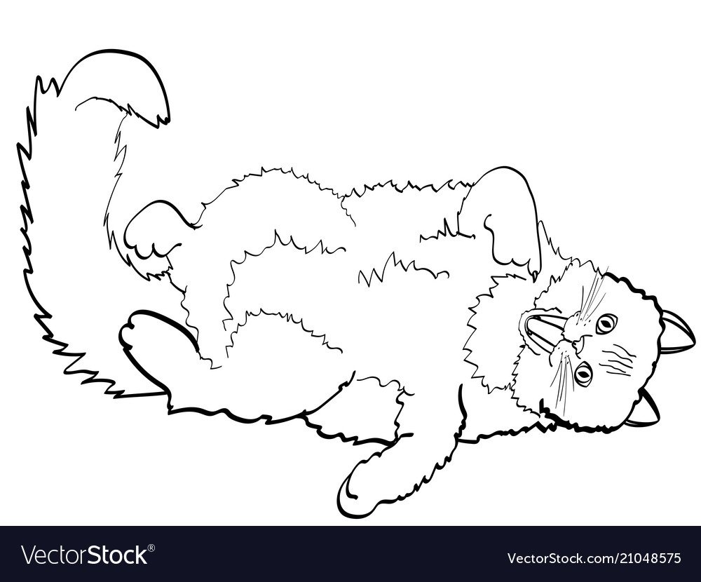 Кошка лежит раскраска