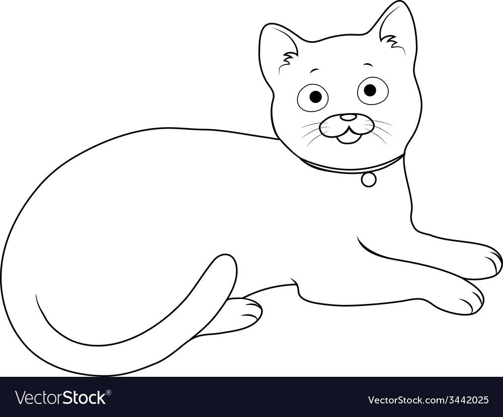 Кошка лежачая раскраска для детей