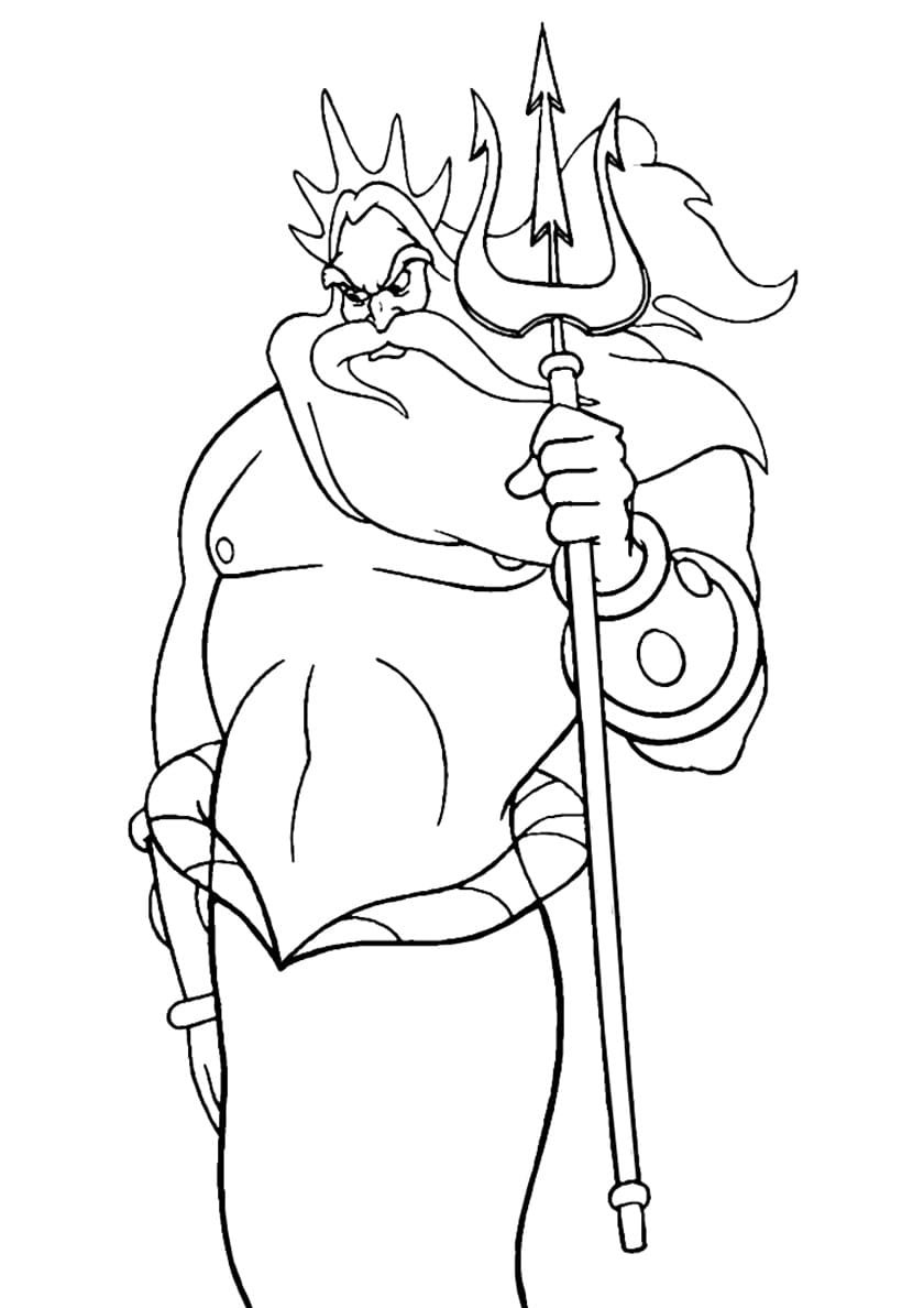 Король Тритон из Ариэль раскраска