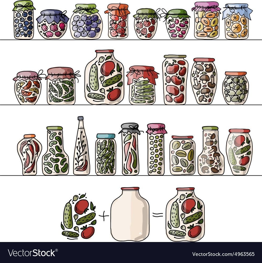 Рисунки банок с соленьями