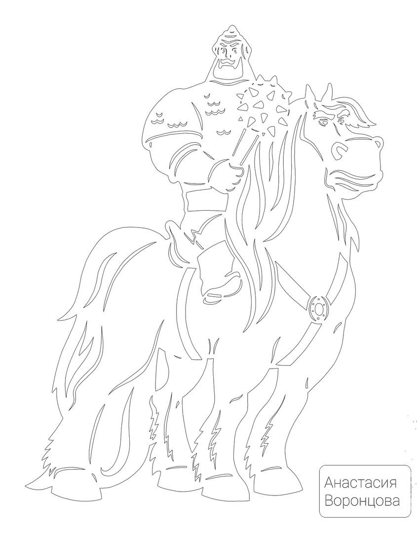 Три богатыря Васнецова черно белая