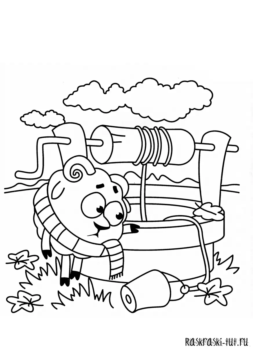 Раскраска смешарики по пожарной безопасности