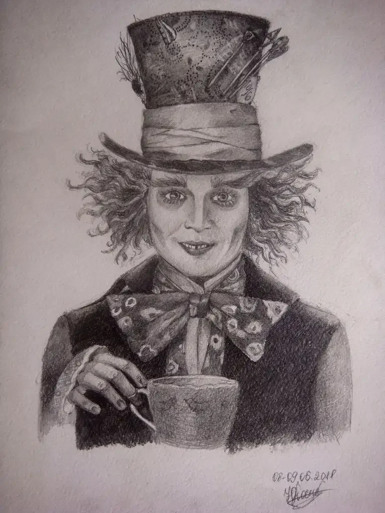 Шляпник Джонни Депп рисунок