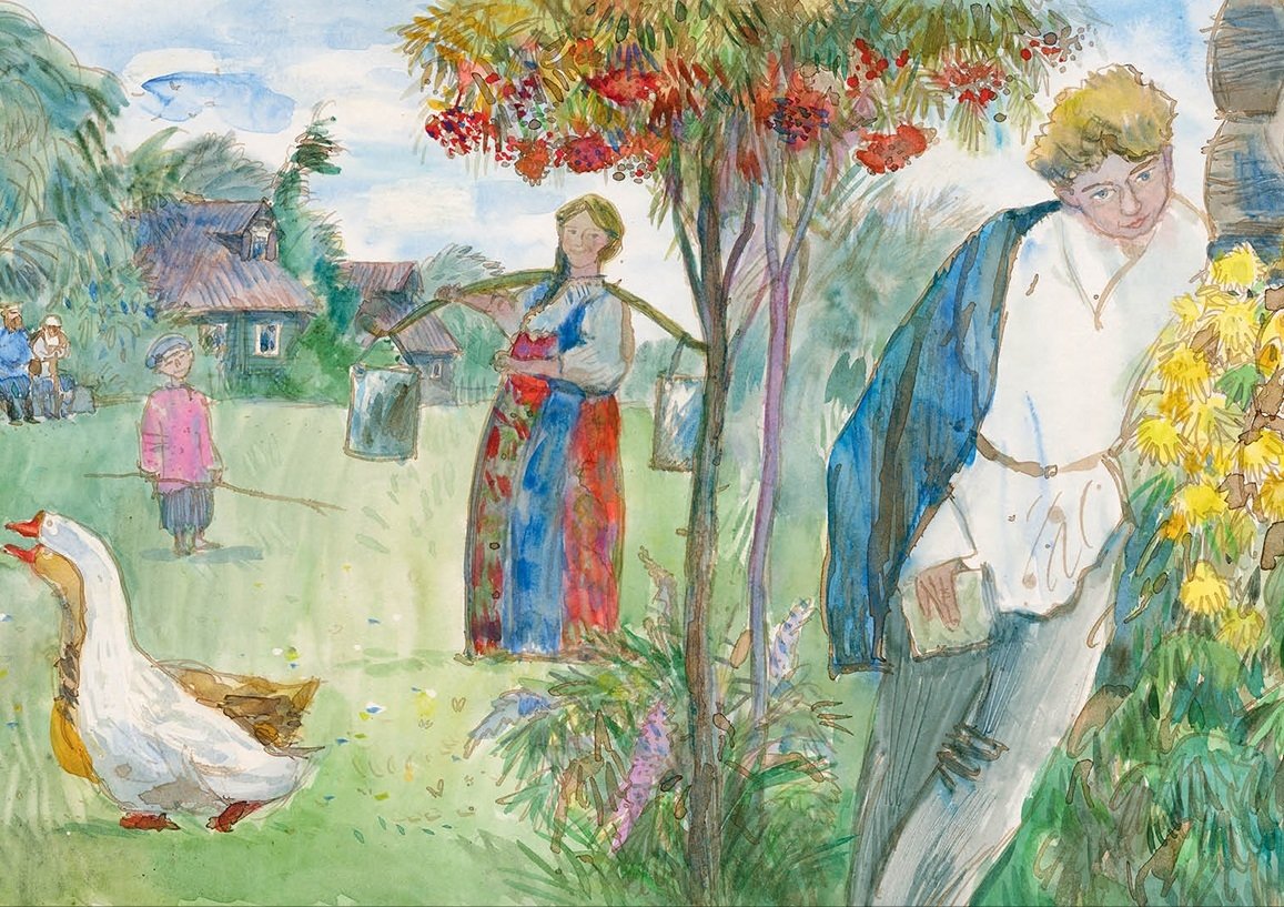 Старый дед и внучек иллюстрация