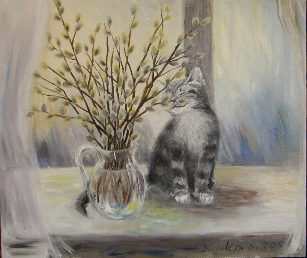 Пейзаж с вербой