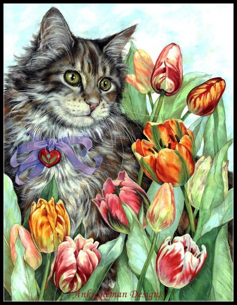 Живопись животные с цветами