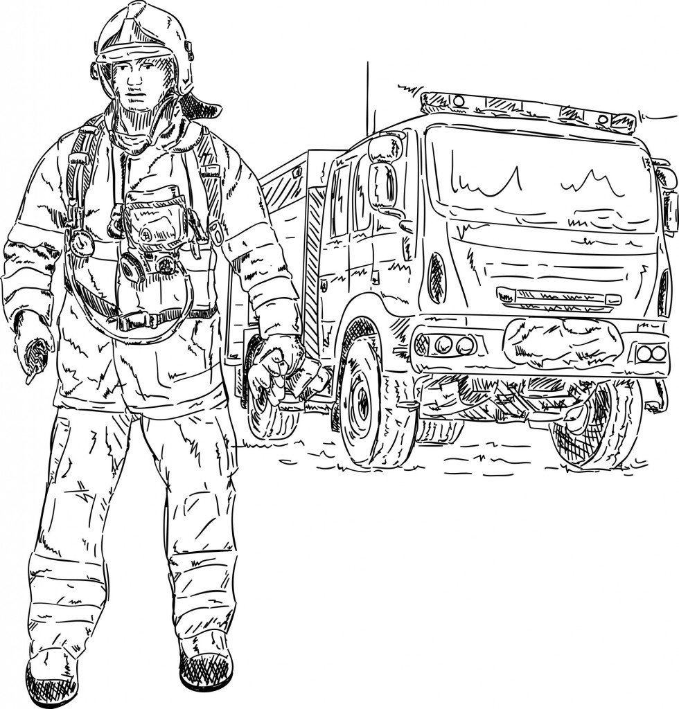 Пожарник раскраска