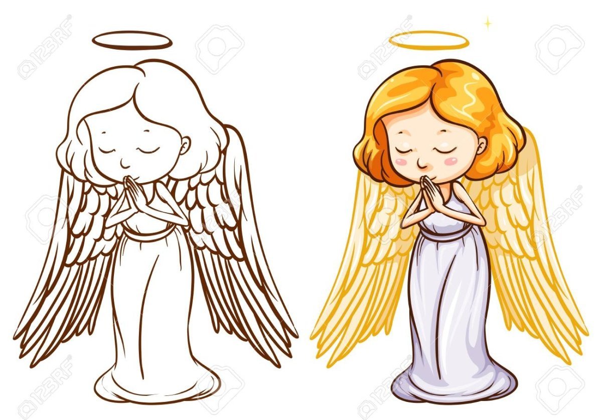 Картинки ангела для срисовки