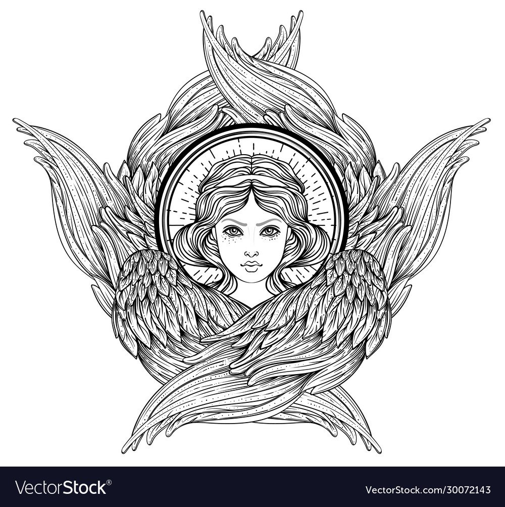 Раскраска Архангел фэнтези