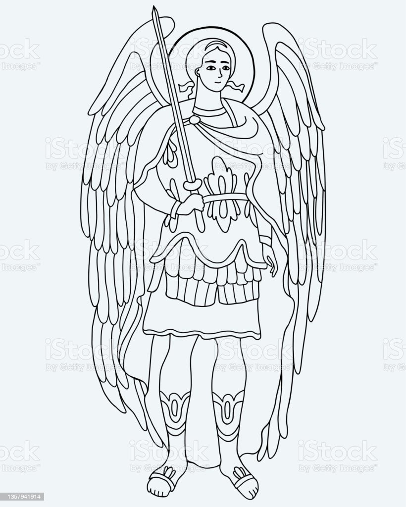 Архангел Михаил прорись иконы