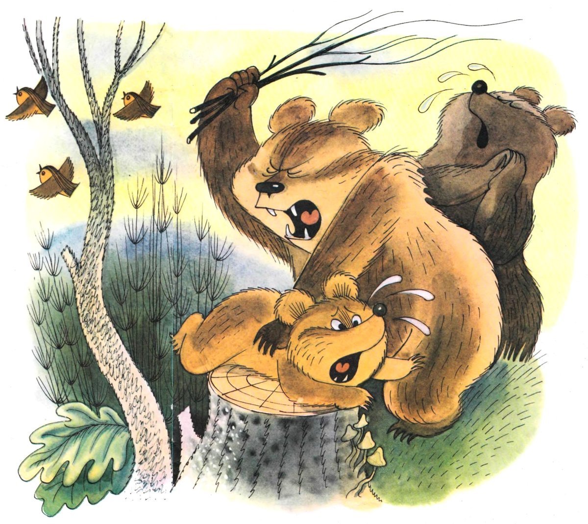 Два жадных медвежонка раскраска для детей