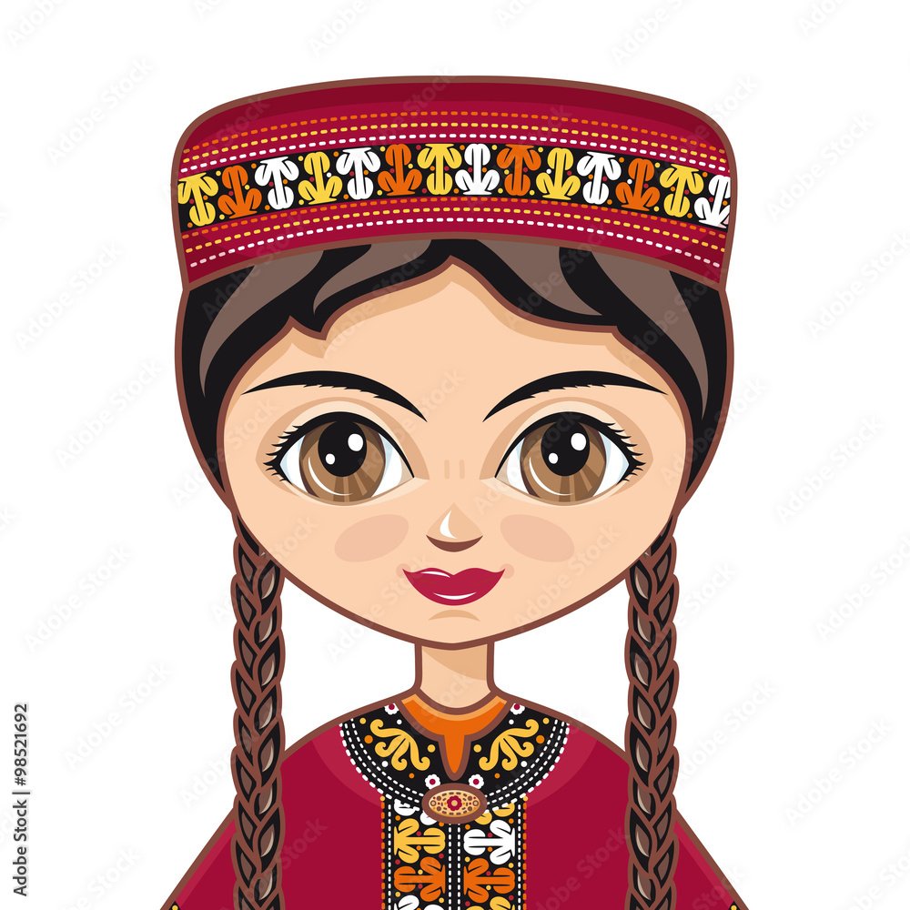 Татарка в национальном костюме мультяшный