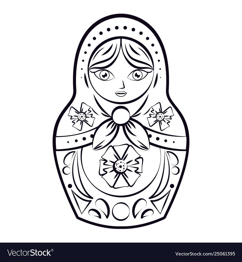 Матрёшка раскраска цветная для малышей