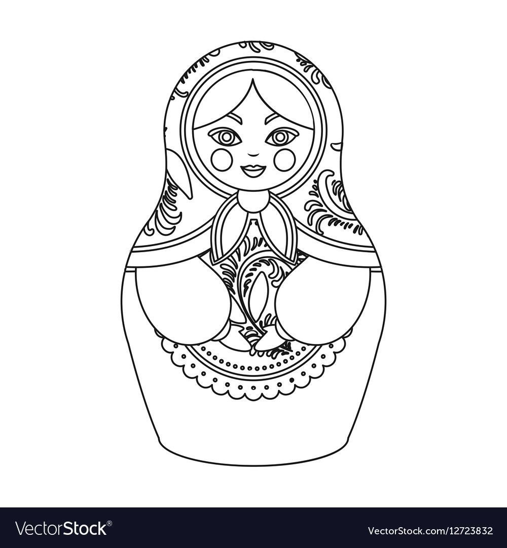 Русская Матрешка. Раскраска