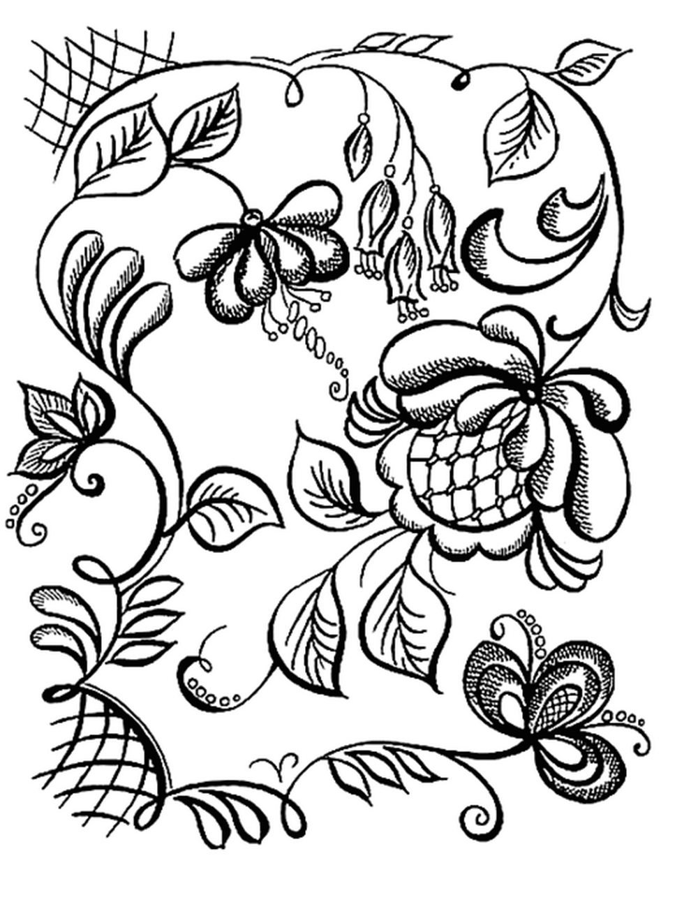 Элементы гжельской росписи для детей раскраска