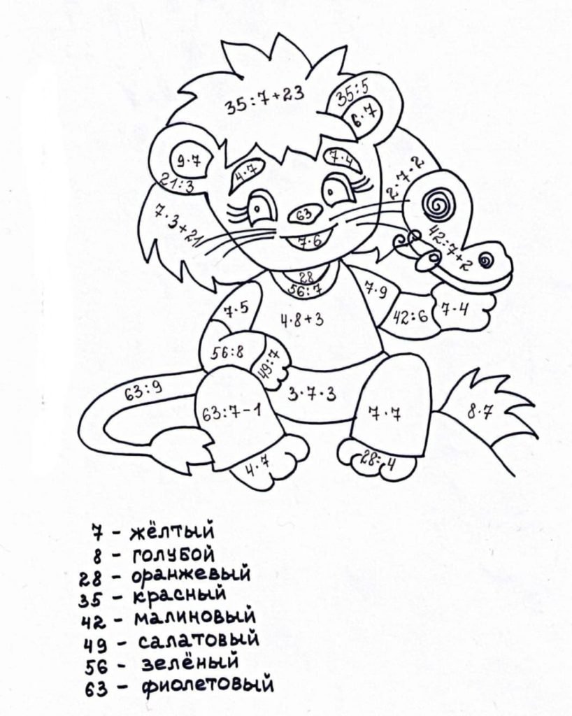 Карточки раскраски на умножение и деление