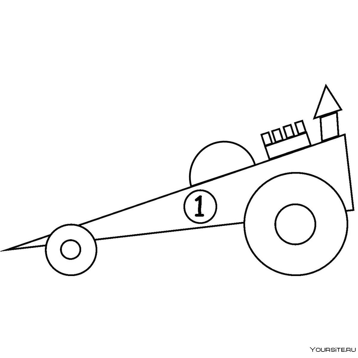 Машинка из геометрических фигур раскраска