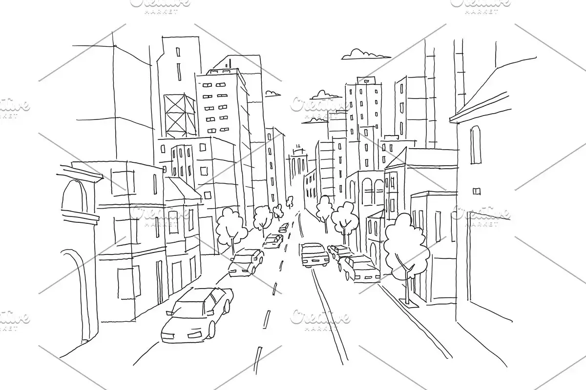 Городской пейзаж схематично