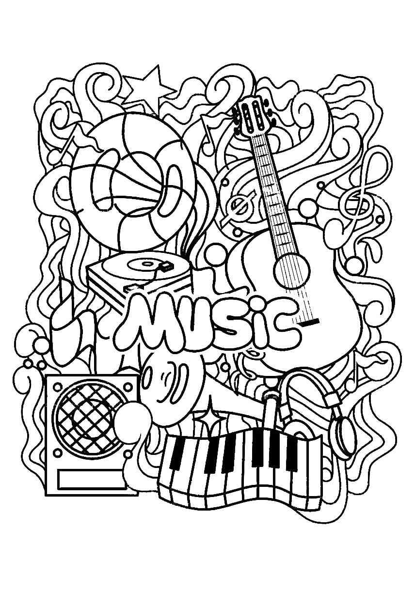 Раскраски антистресс музыкальные