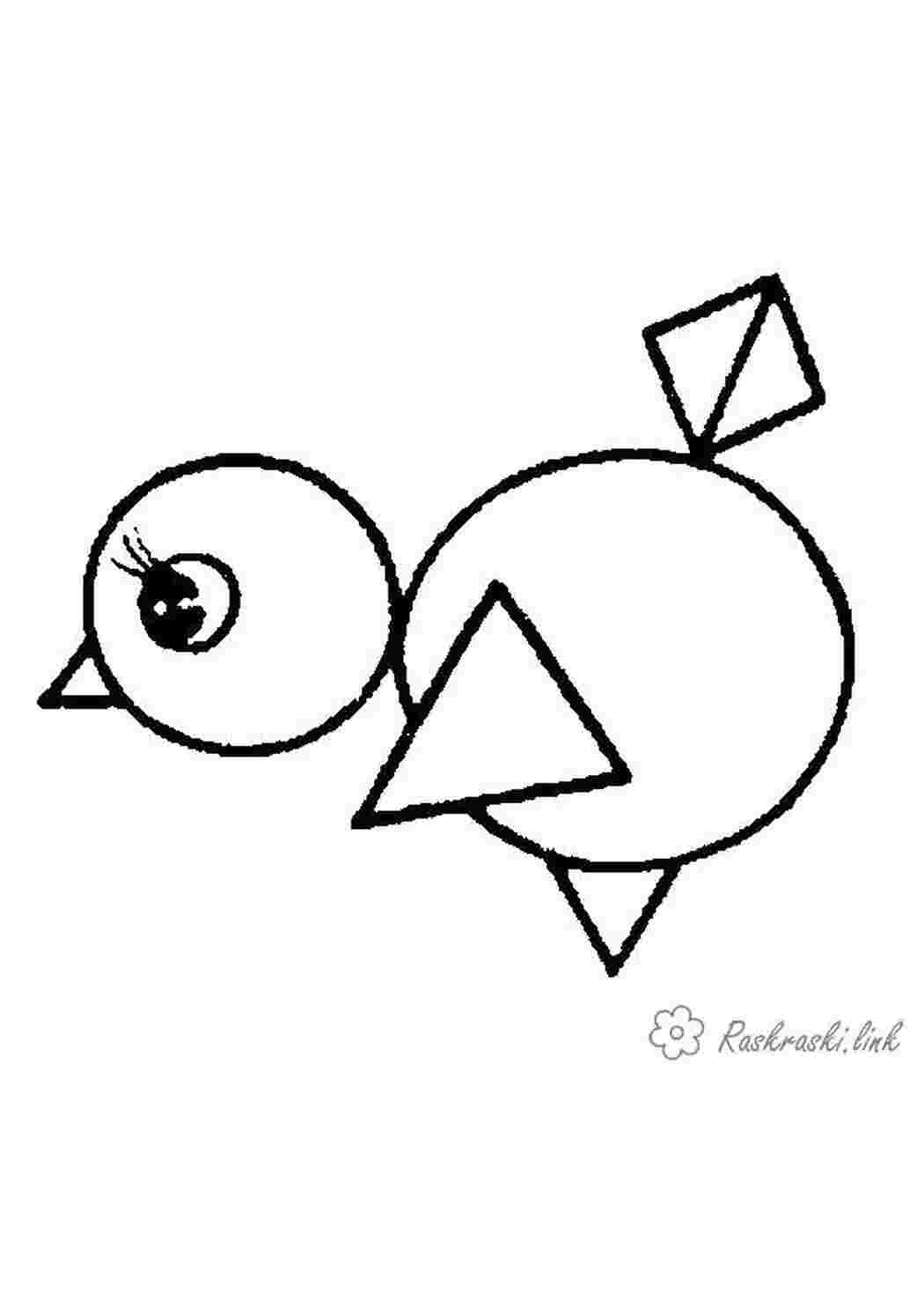 Раскраска цыпленок из геометрических фигур