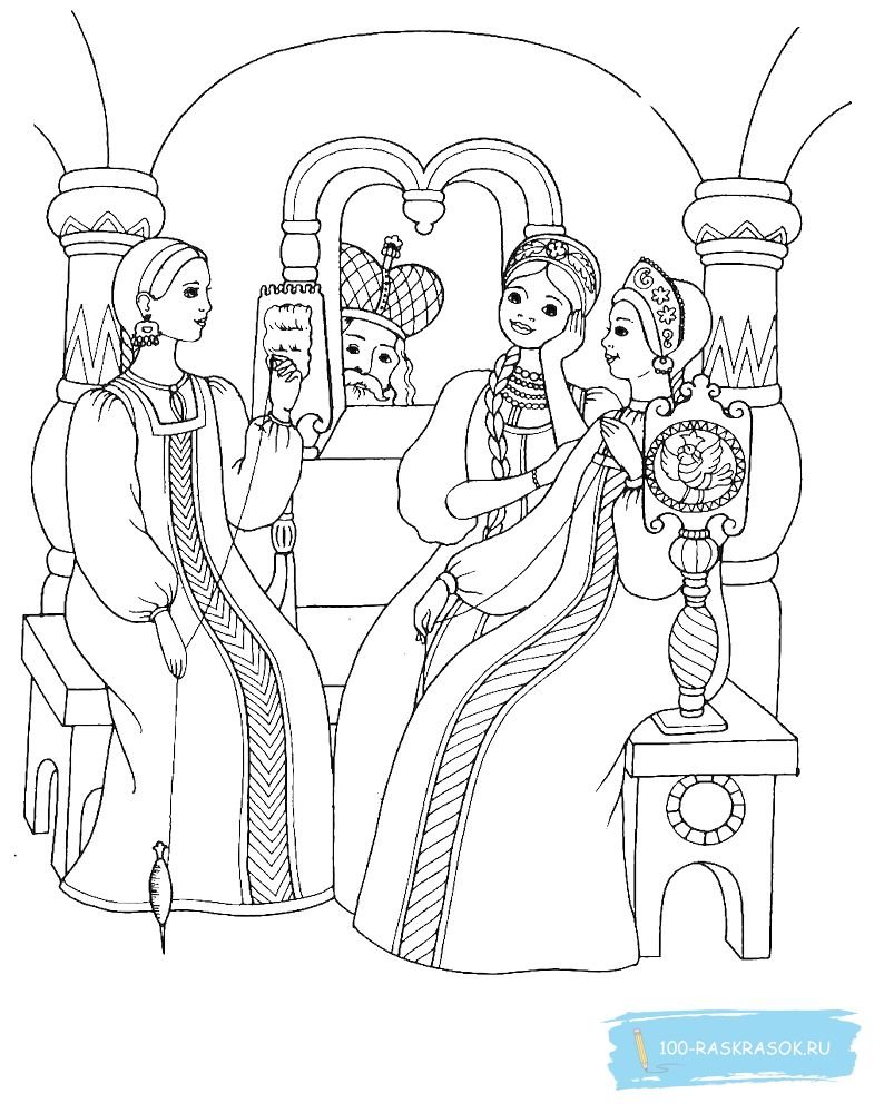 Сказка о царе Салтане тридцать три богатыря раскраска