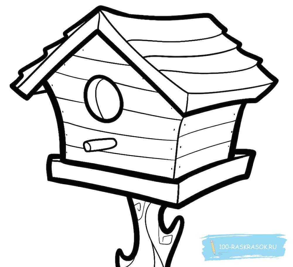 Раскраска кормушка для птиц для детей