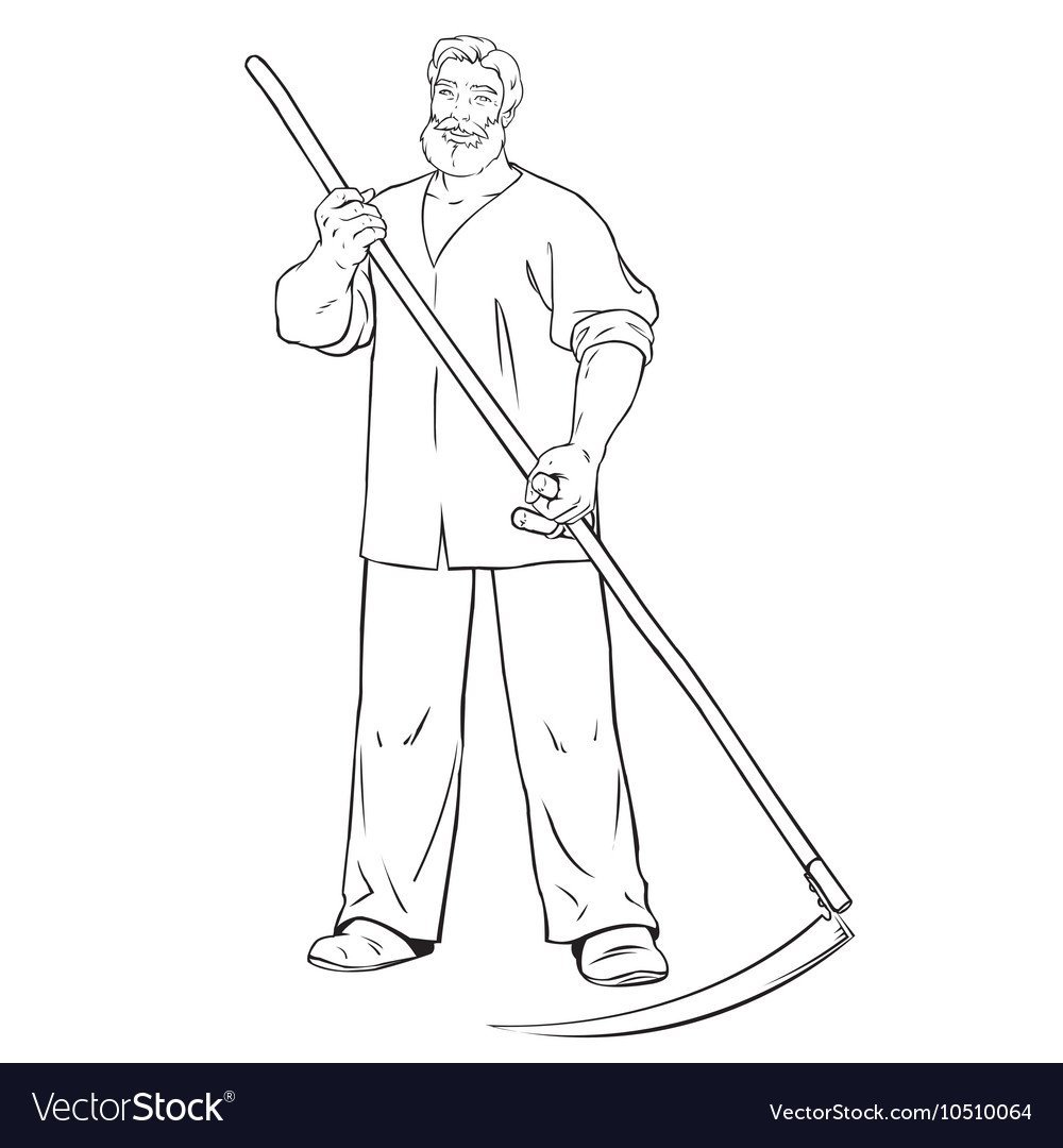 Крестьянин с косой раскраска