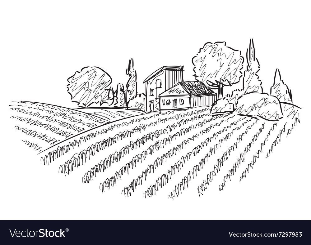 Сельскохозяйственный ландшафт нарисованный