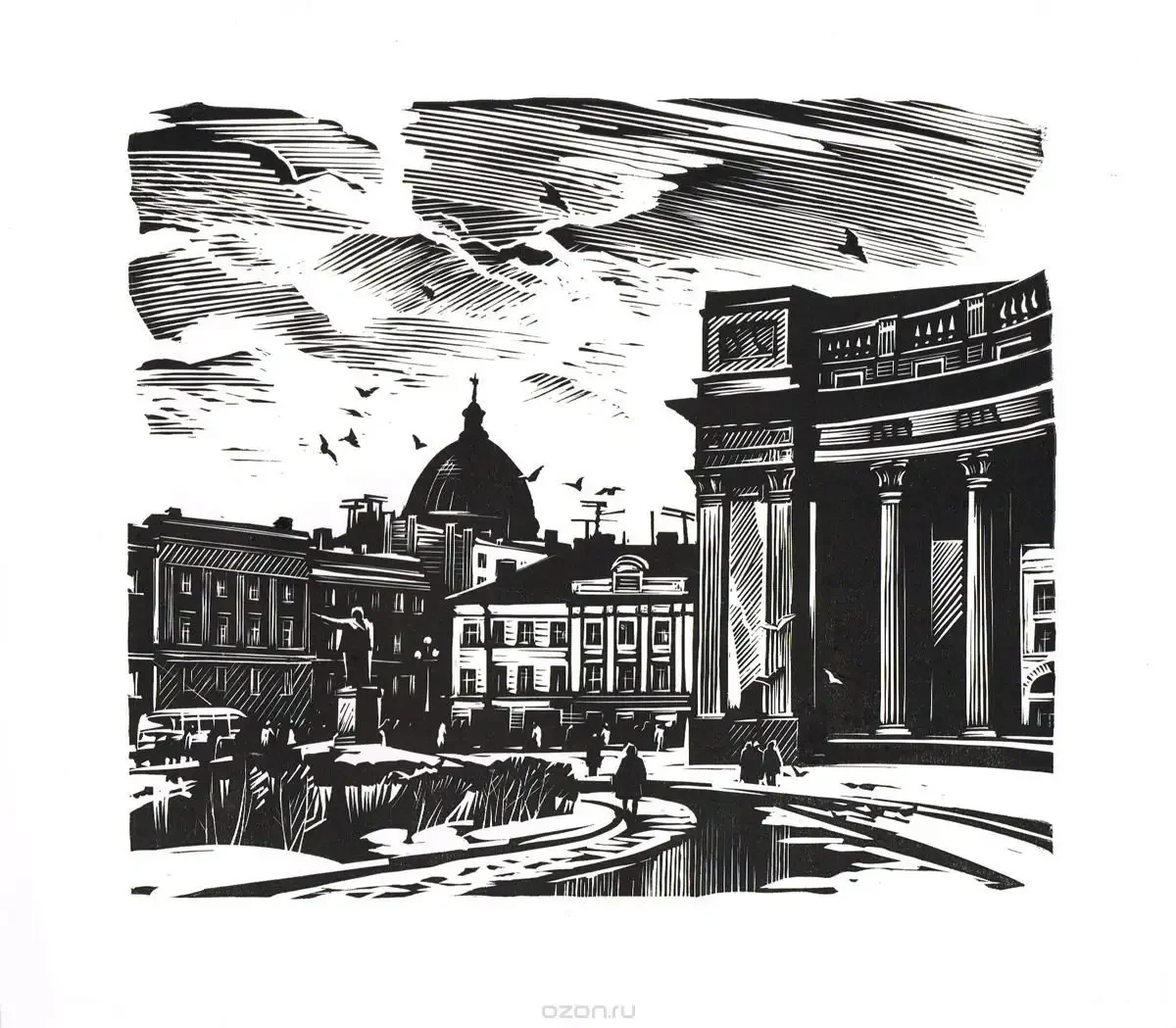 Леонид Строганов Графика пейзаж городской