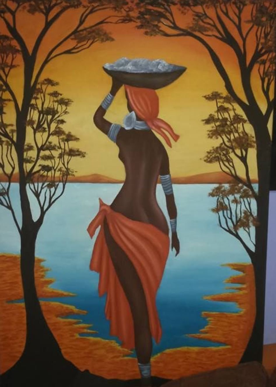 Африканка с кувшином живопись