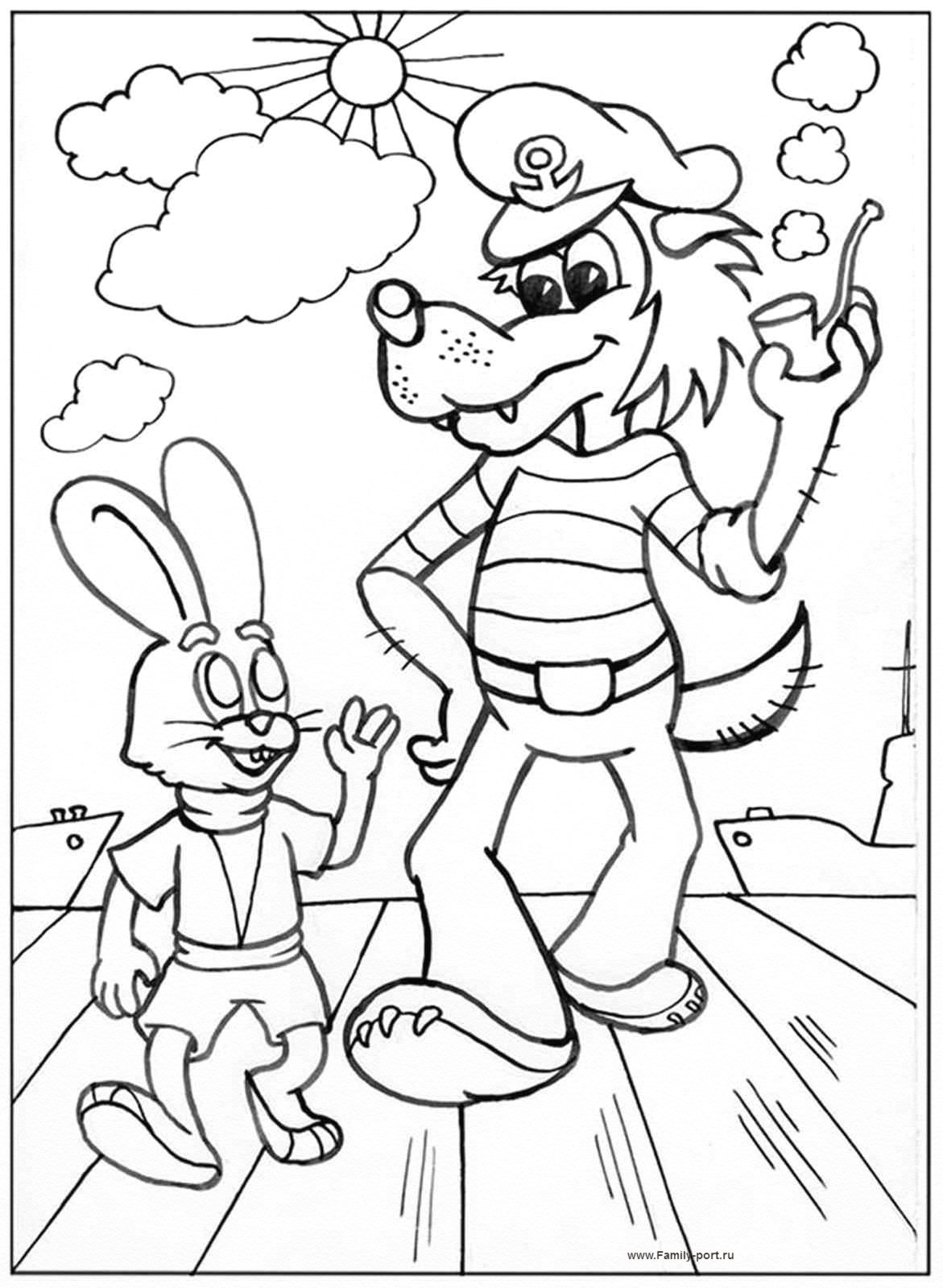 Волк и заяц ну погоди раскраска