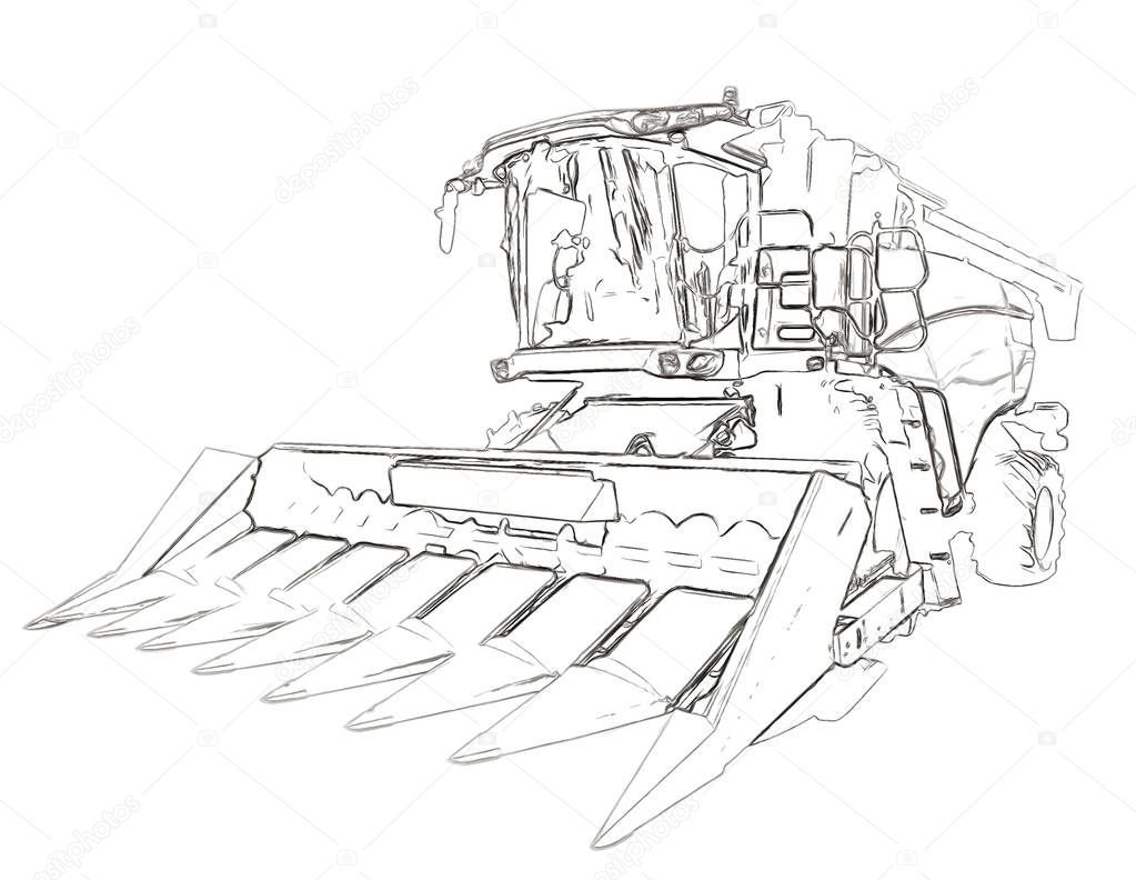 Зерноуборочные комбайны рисунок для детей
