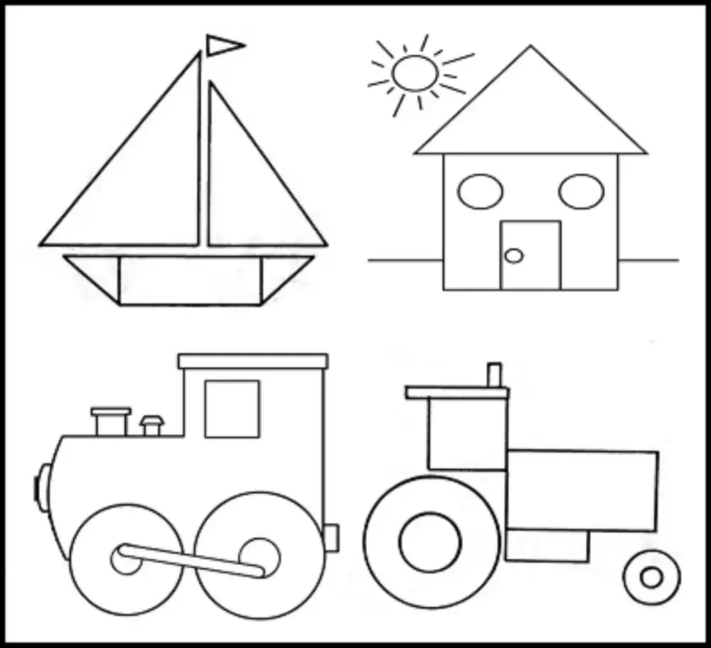 Трактор из геометрических фигур картинки