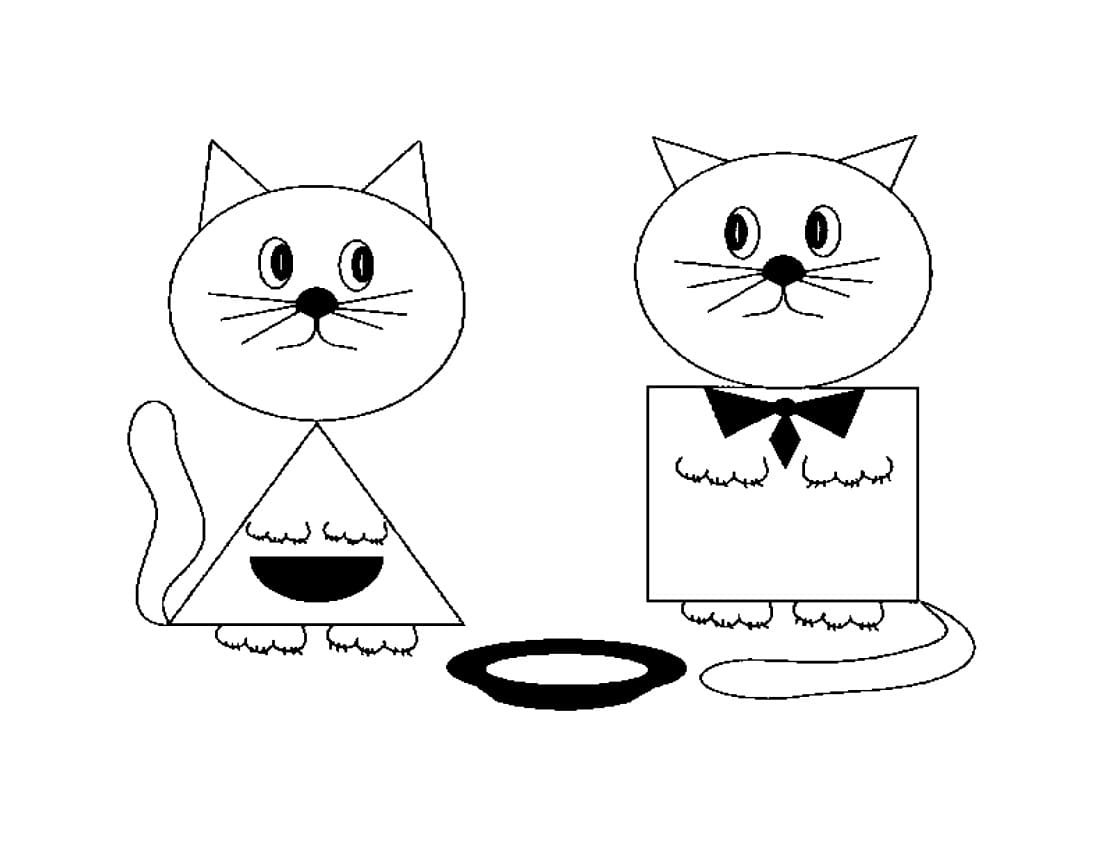 Кошка из геометрических фигур раскраска
