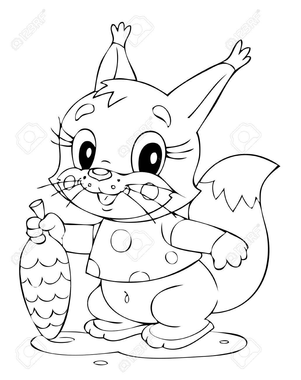 Белка в дупле раскраска для детей