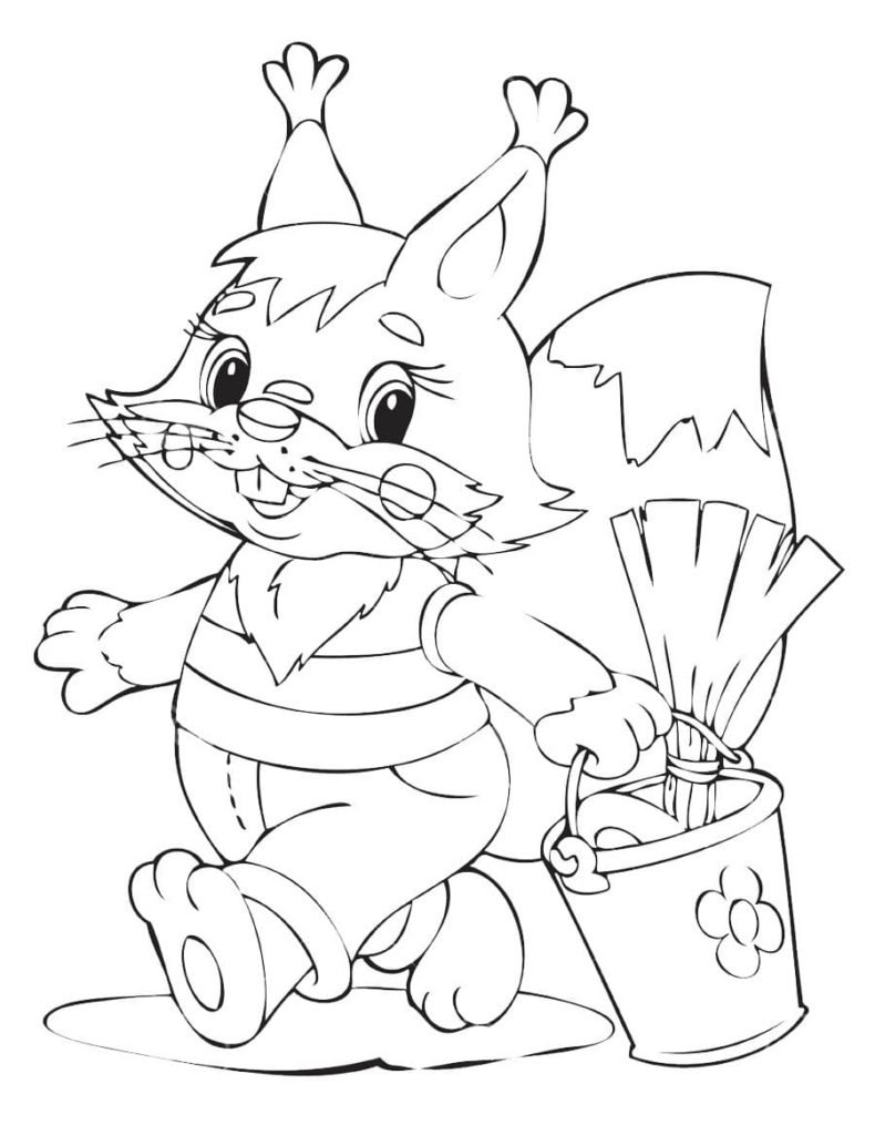 Белочка раскраска цветная