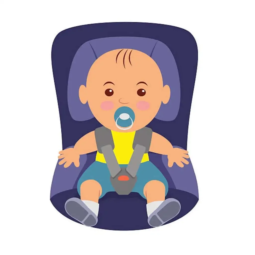 Ребенок в детском кресле вектор