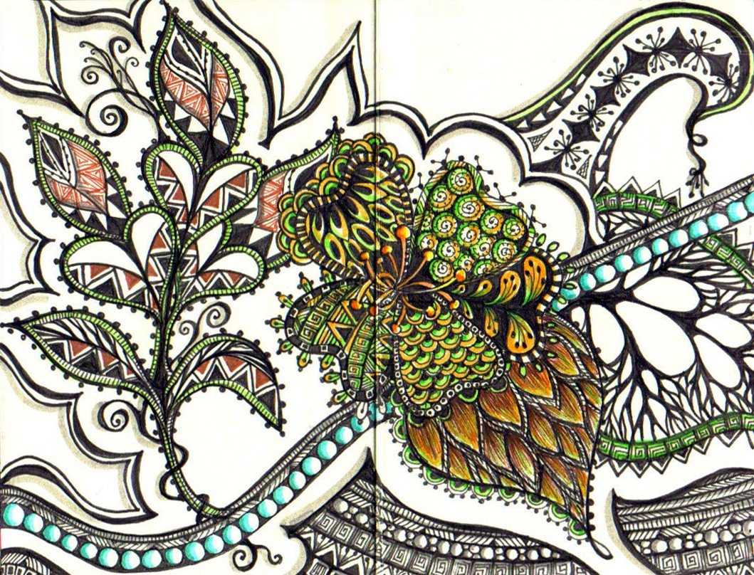 Зентангл узкие длинные